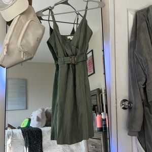 Green linen dress